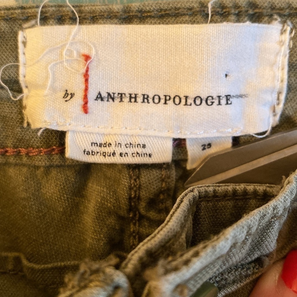 Anthropologie Relaxed Tapestry Embroidered Trouser Pants Olive Size 25 - Picture 7 of 10